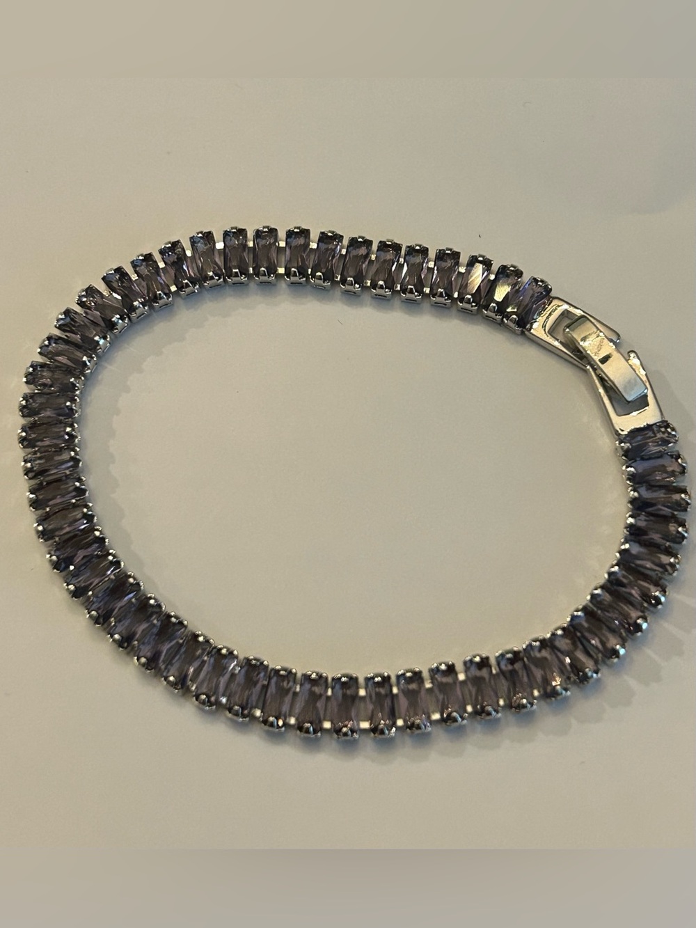 BAD Beautiful Muted Purple Crystal 💜 Tennis Line Bracelet Set in Silver-Tone  7”
